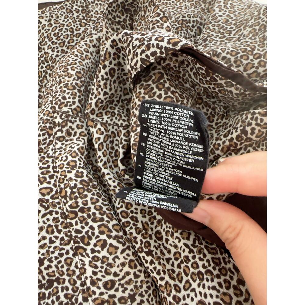 H&M Micro Leopard Print A-Line Skirt With Removable Belt Brown Size US 4 EUC - Picture 7 of 7